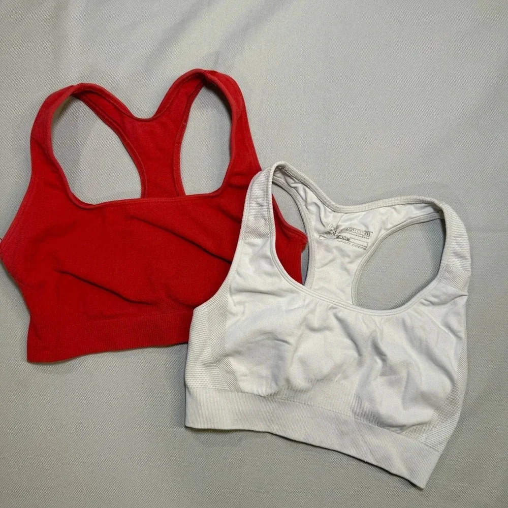 Set of 2! 1-Bestform Red 1-Xersion White Sports Athletic Bras Size Medium